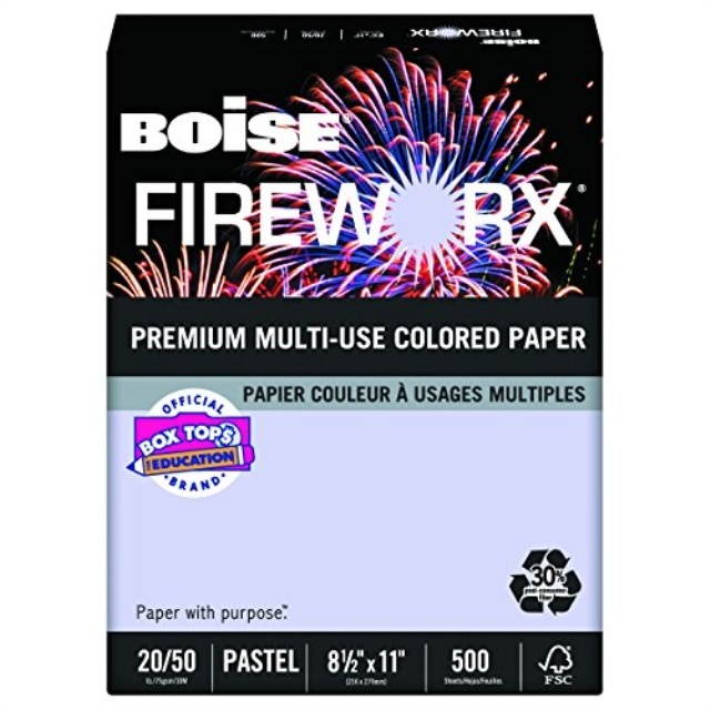 Boise Fireworx color copy/Laser Paper, 20 lb, Letter Size (8.5 x 11), Luminous Lavender, 500 Sheets (MP2201-LV)