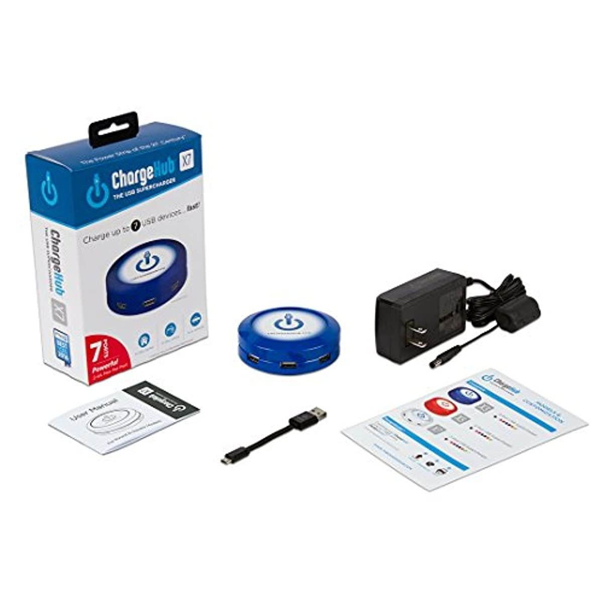 ChargeHub X7-7-Port USB Charger Desktop Charging Station 2.4A Per Port/44W - SmartSpeed Technology for iPhone X/8/7/6 Plus, iPad, Galaxy S9/S8/S7, Nexus, LG & Other Devices - Round (Blue)