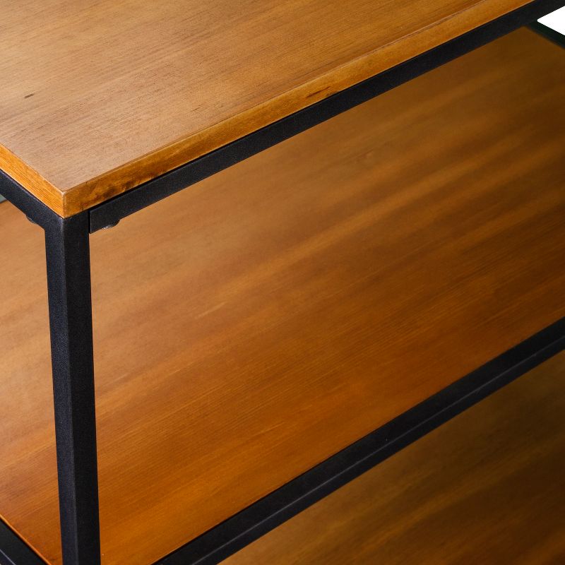 Chancellor Two-Tone Mixed Material Bakers Rack Black With Honey Pine Brown - Aiden Lane