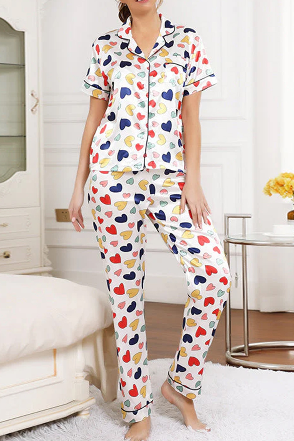 White Christmas Pullover and Drawstring Pants Pajama Set