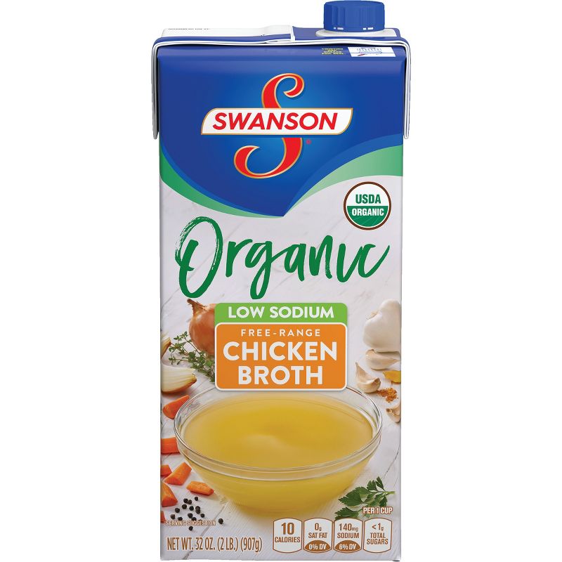 Swanson Organic Low Sodium Free Range Chicken Broth - 32oz