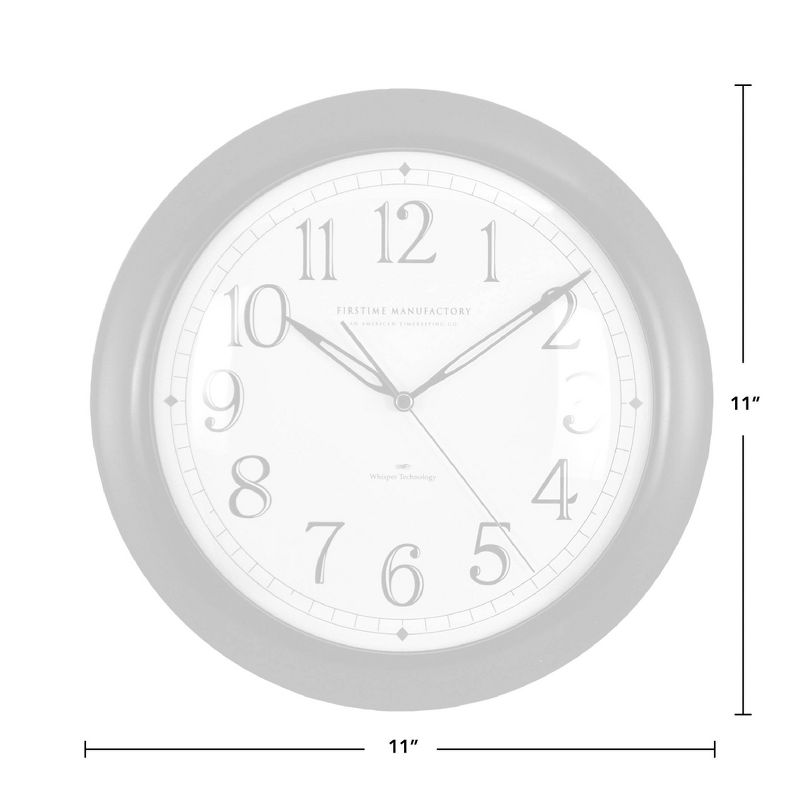 Whisper 11" Round Wall Clock Black - FirsTime