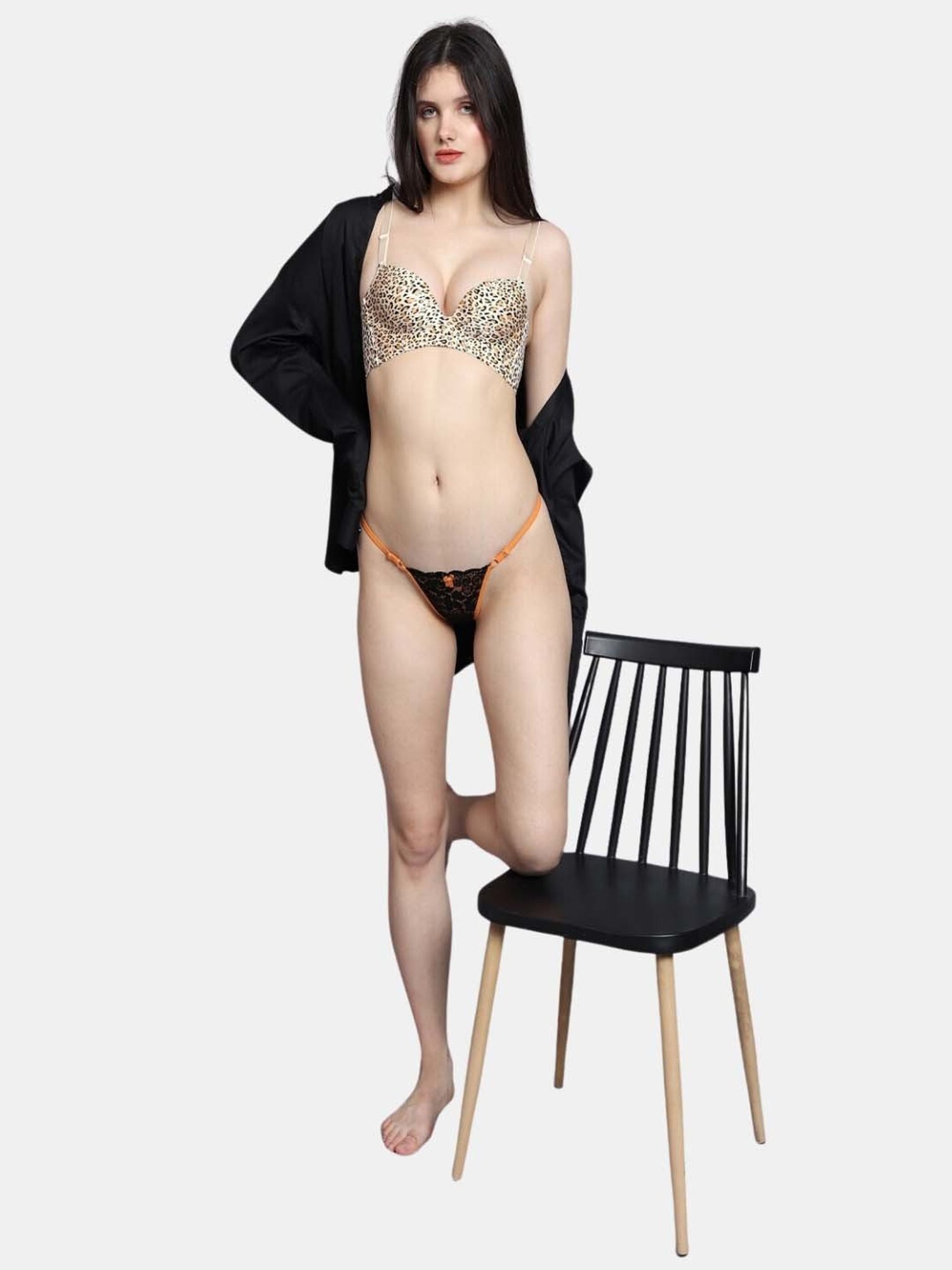 Bleeding Heart Black & Yellow Lace Work Panty