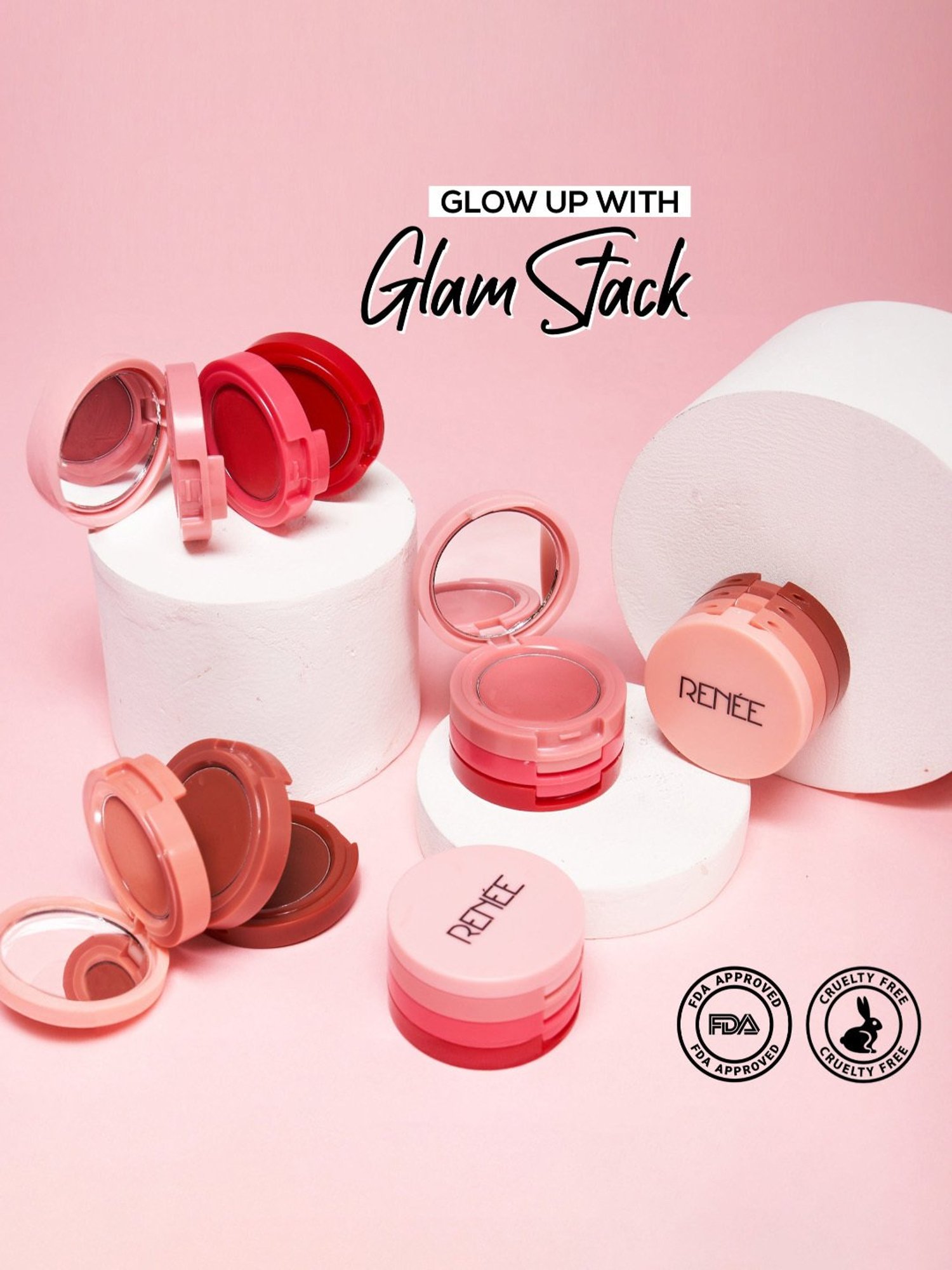 RENEE Glam Stack 3-In-1 Lip & Cheek Tint Pink - 4.5 gm