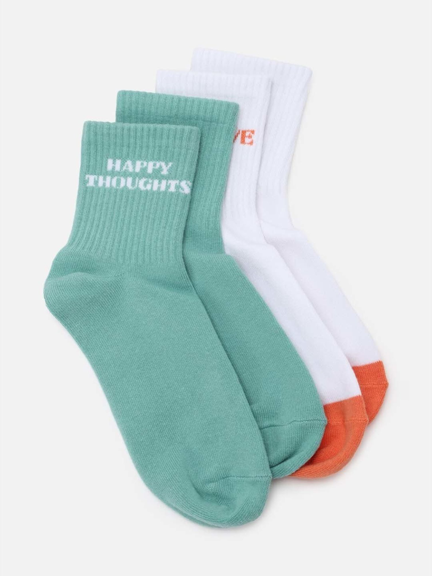 American Eagle Outfitters Green & White Boyfriend Socks - Pack of 2