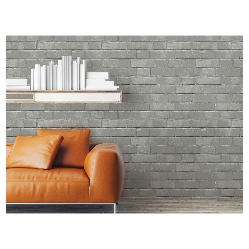 Devine Color Textured Brick Peel & Stick Wallpaper Gray