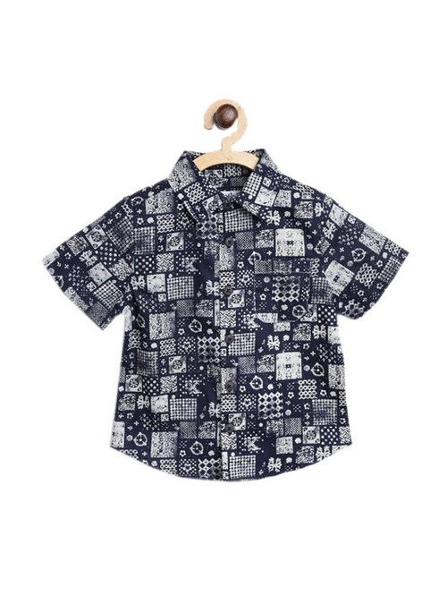 Nauti Nati Boys Navy Printed Shirt