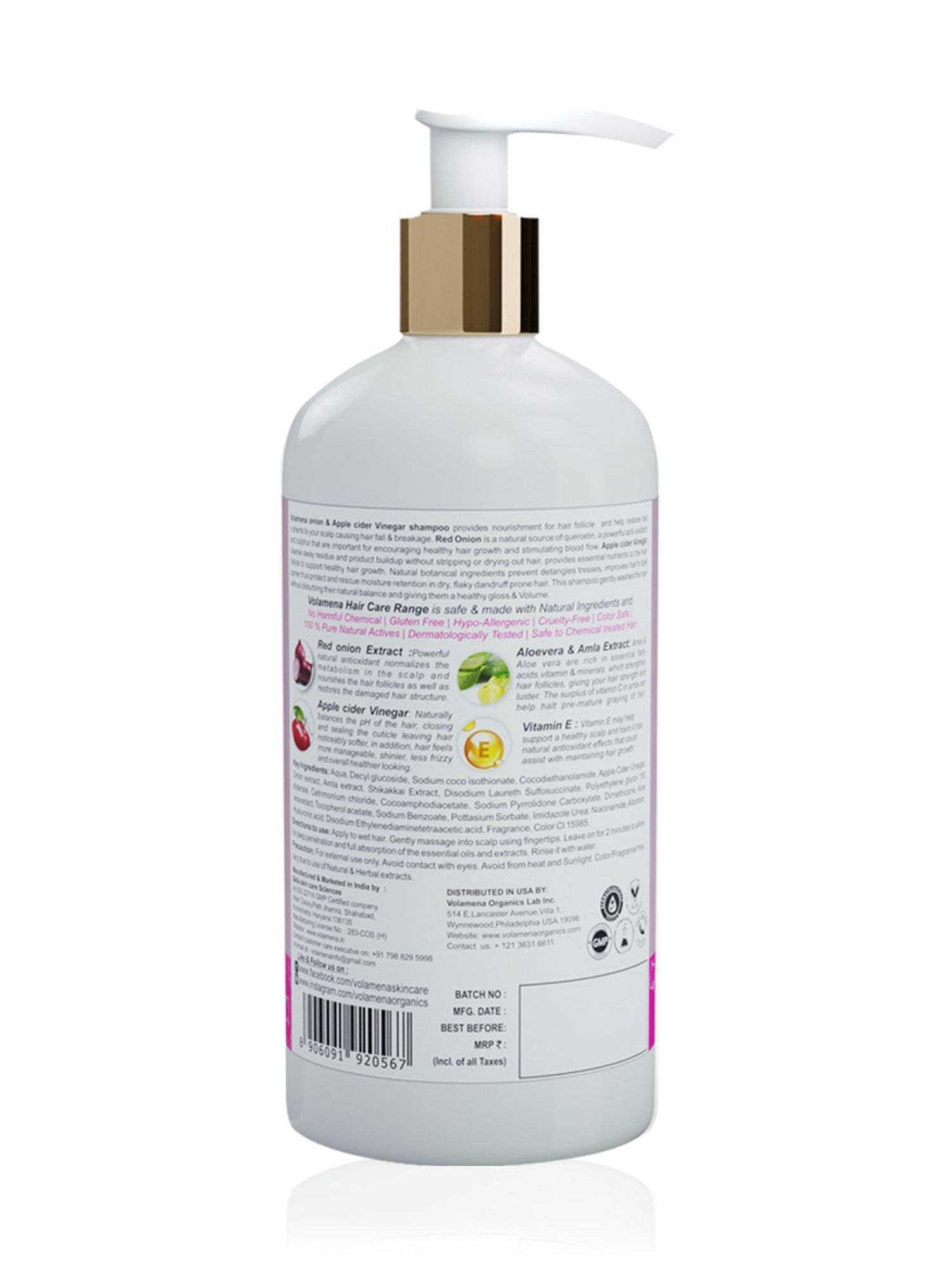 Volamena Onion Apple Cider Vinegar Shampoo - 300 ml