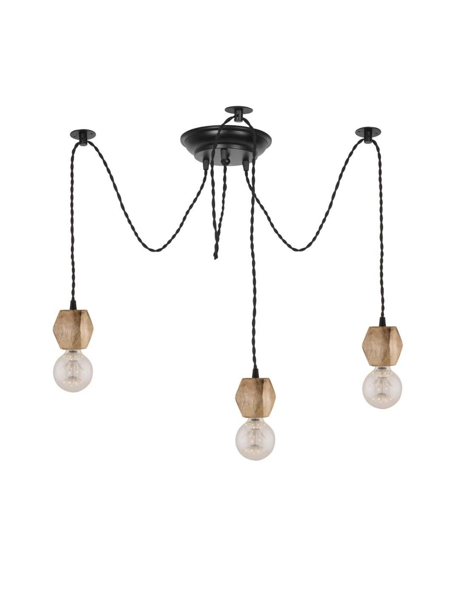 Homesake Spider Black & Brown Metal Adjustable DIY Hexagon Hanging Light  (Bulb not included)