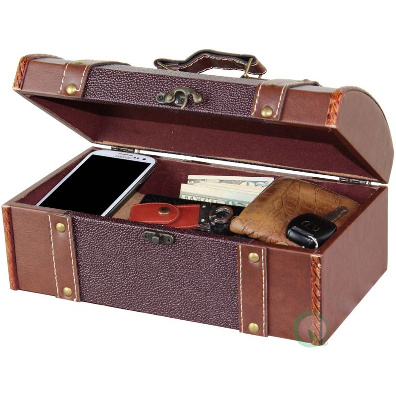 Vintiquewise Dresser Valet Leather Chest with Fabric Lining