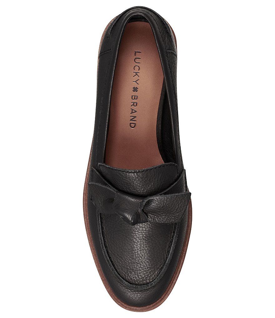 Lucky Brand Tamio Leather Knot Bow Detail Lug Sole Loafers
