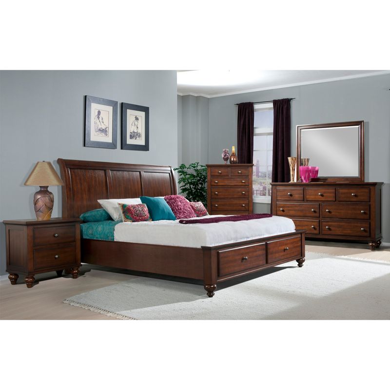 4pc King Channing Storage Bedroom Set Cherry - Picket House Furnishings