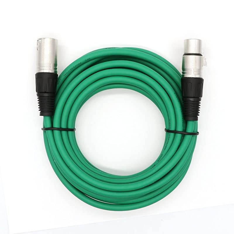 16.5 Feet Sound Speaker Cable 3 Prong Microphone XLR Cable 3Pin XLR Male to XLR Female Snake Cord for Performance, Stage, Karaoke, Public - Green