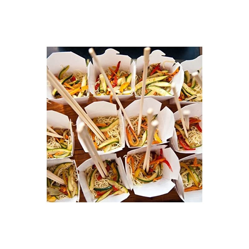 Pack] 16 oz 4 x 3" Wire Handle Rectangle Paper Take Out Food Containers, Plain White Half Quart Chinese Asian to Go Boxes