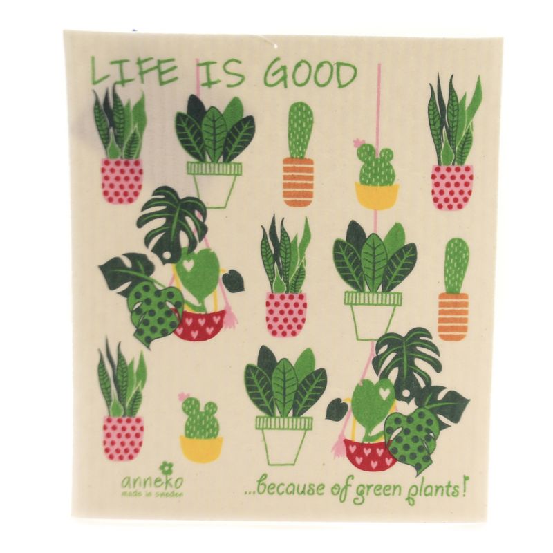 Swedish Dish Cloth 8.0" Green Plants Kitchen Absorbent Eco-Friendly  -  Dish Cloth