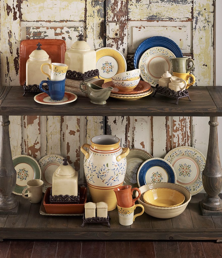 Artimino Tuscan Countryside Rope-Edged Stoneware Dinner Plate