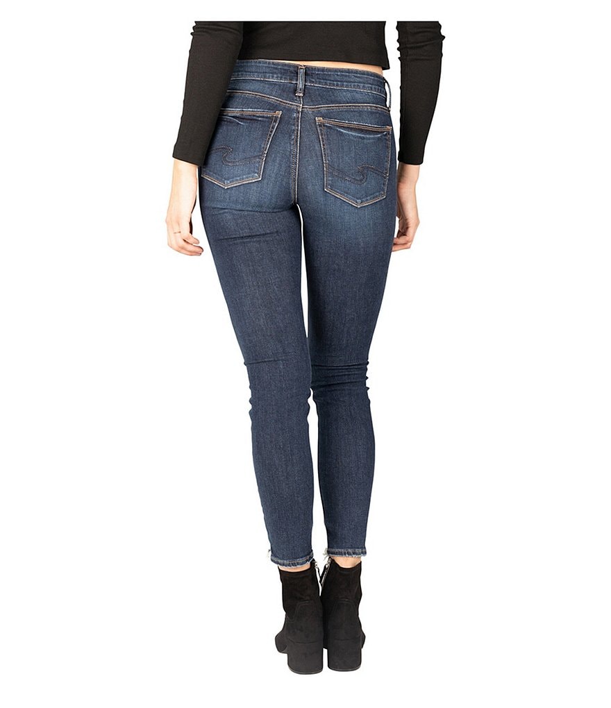 Silver Jeans Co. Elyse Mid-Rise Destructed Skinny Jeans