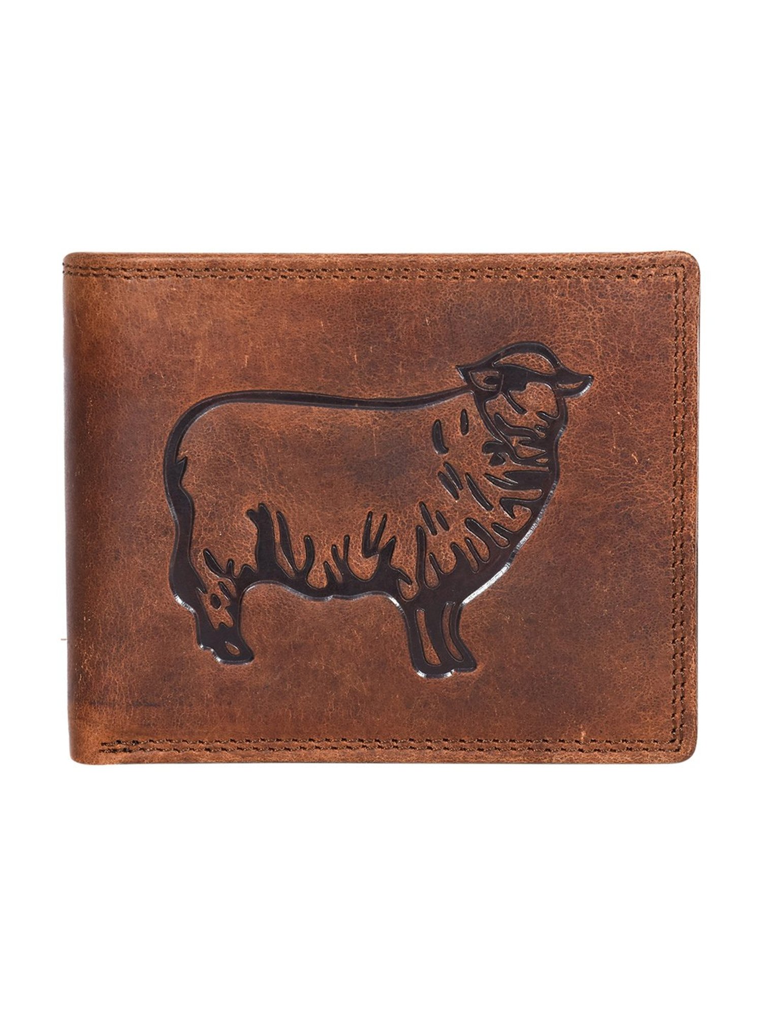 SASSORA Brown ARLO Textured Small Leather Bi-Fold Wallet