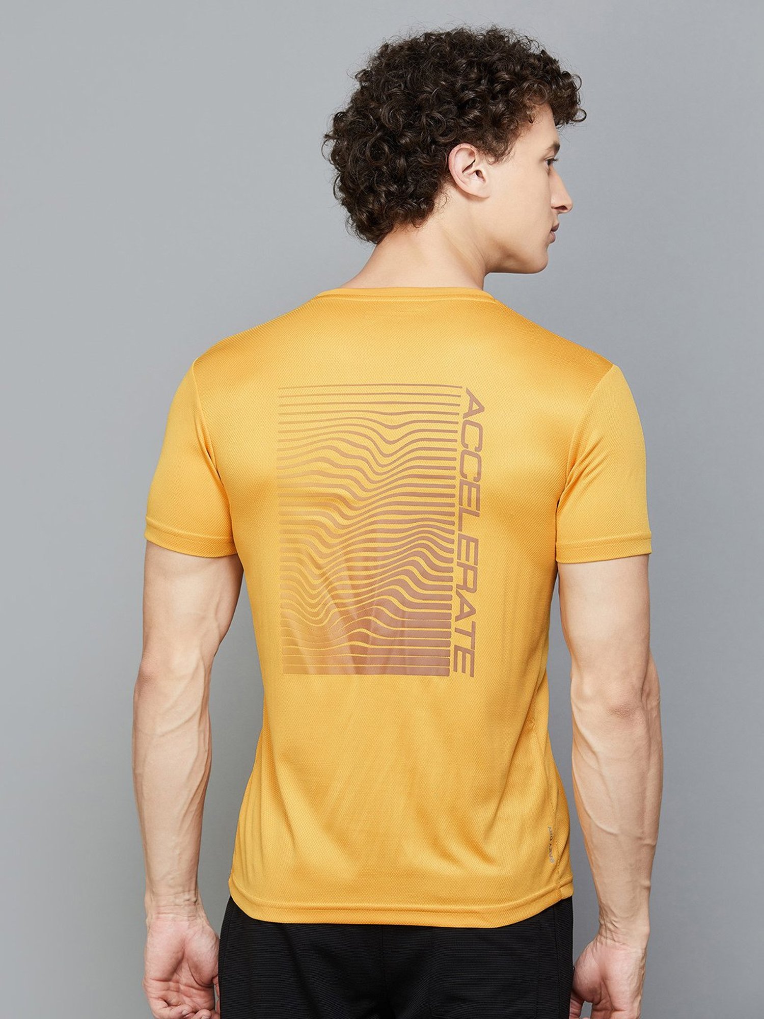 Fame Forever by Lifestyle Yellow Regular Fit Graphic Print Sports T-Shirt