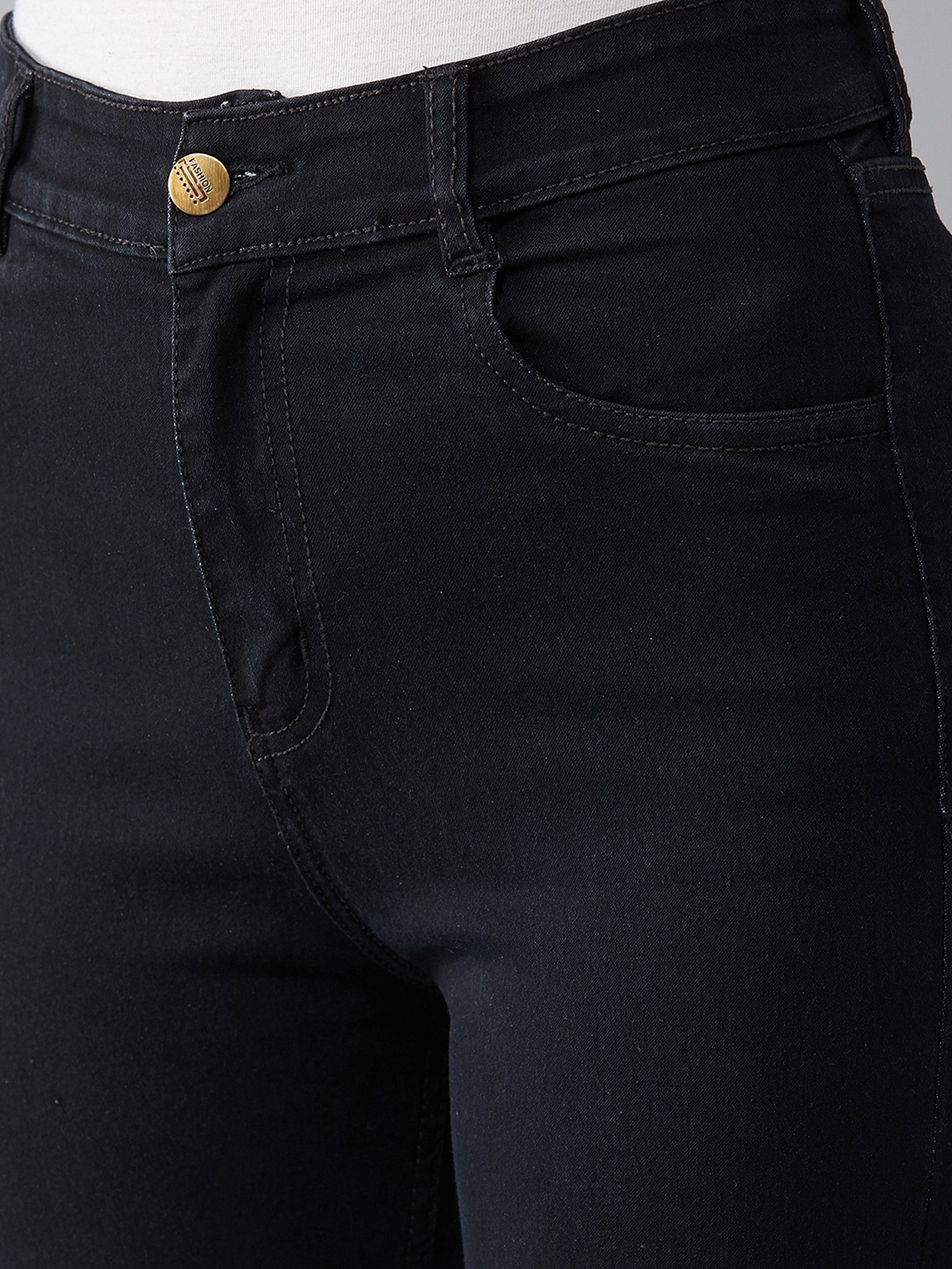 DOLCE CRUDO Black Denim Skinny Fit High Rise Jeans