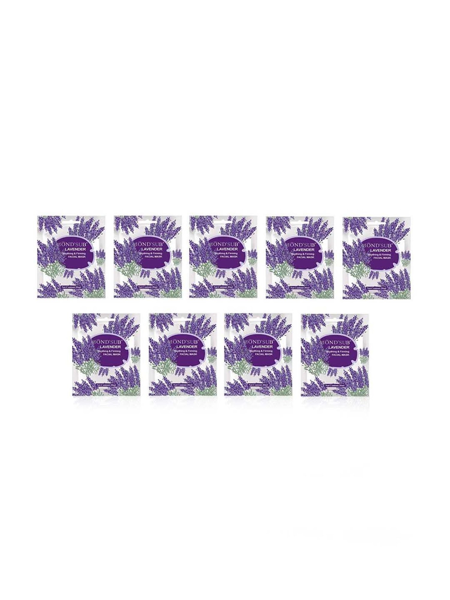 MONDSUB Lavender Soothing Facial Sheet Masks (Pack of 9) - 20 ml Each
