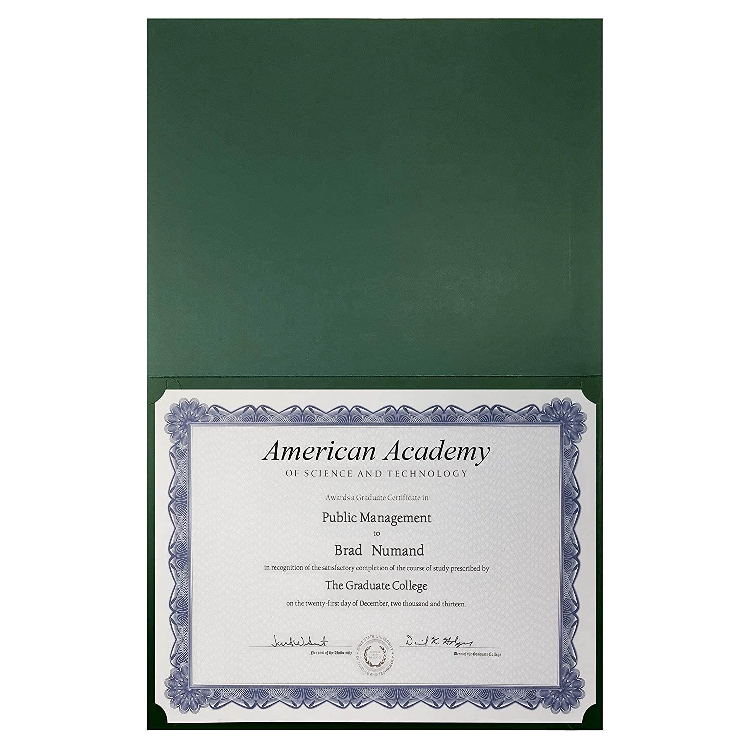 25 Pack Green Certificate Holders, Diploma Holders, Document Covers with Gold Foil Border, by Better Office Products, for Letter Size Paper, 25 Count, Hunter Green