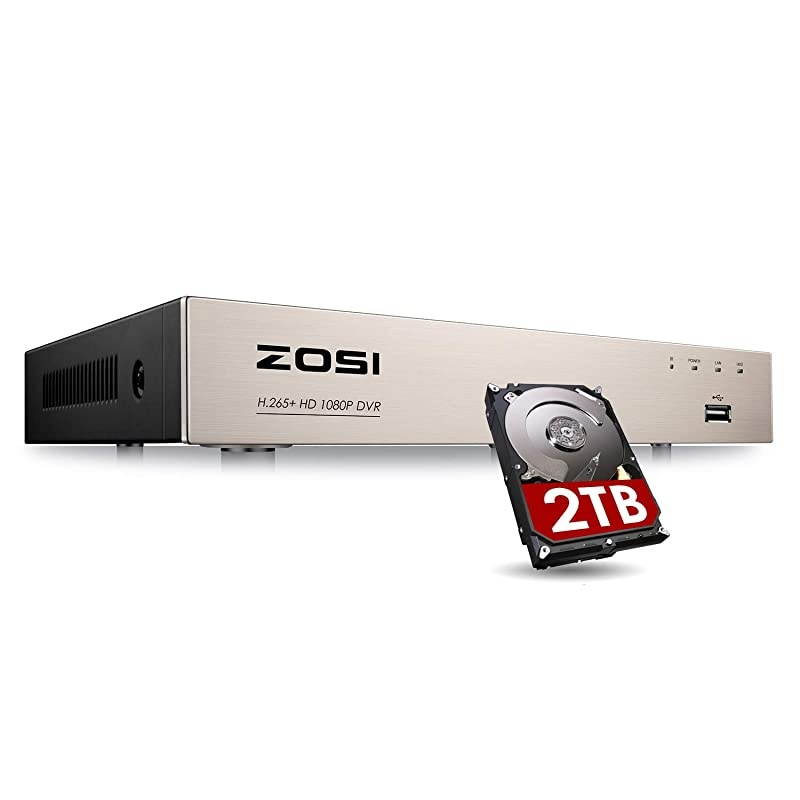 H.265+ 8CH 5MP Lite 4-in-1 Surveillance DVR Recorders with Hard Drive 2TB for HD-TVI, CVI, CVBS, AHD 960H/720P/1080P/5MP CCTV Security Cameras System, Motion Detection, Remote Viewing,Alert Push