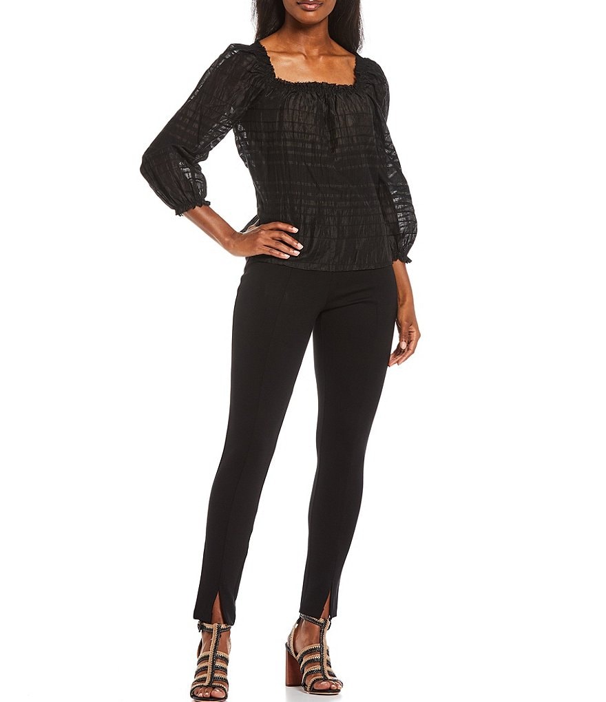 Donna Karan New York Plisse Stripe Convertible Peasant Blouse