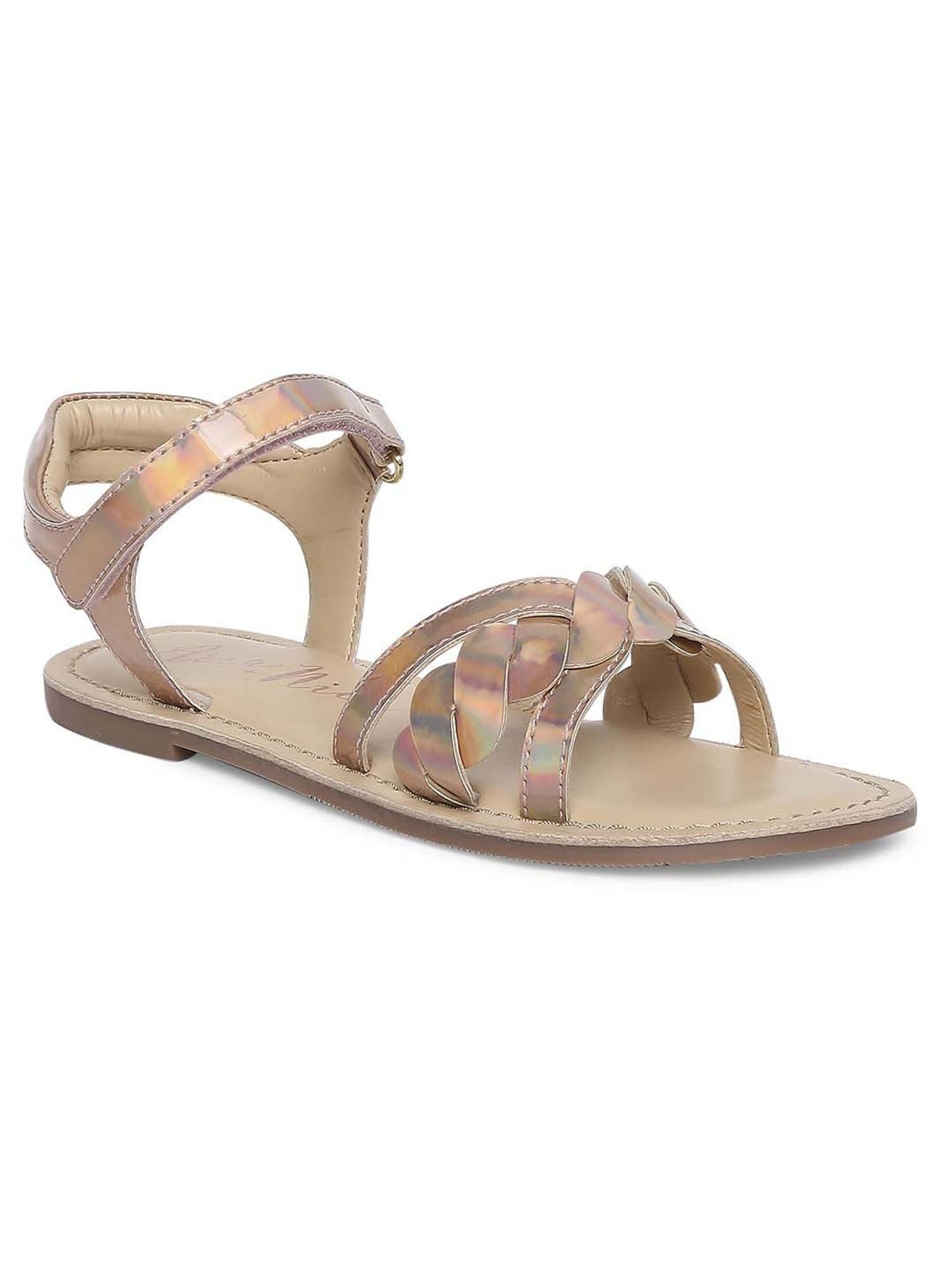 Aria Nica Kids PARTY Rose Gold Cross Strap Sandals