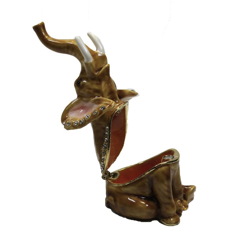 Hinged Trinket Box 3.5" Elephant Box Magnetic Crystals  -  Decorative Figurines