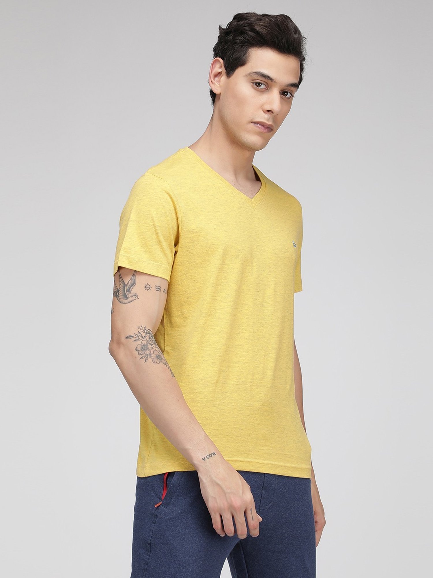 Sporto Yellow Regular Fit T-Shirt