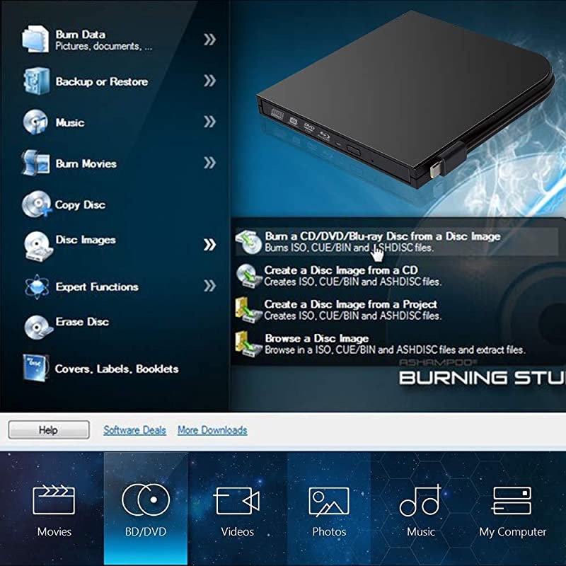 Bluray DVD Drive Portable USB 20 3D Bluray CD Burner UltraThin USB 31 TypeC USBC Bluray DVD CD Player BDROM Superdrive for PC Computer Desktop Blue