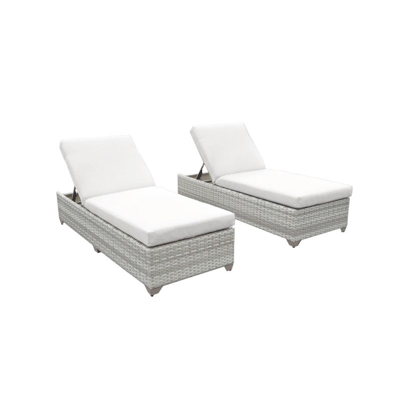 Fairmont 2pk Patio Chaise Lounges - White - TK Classics