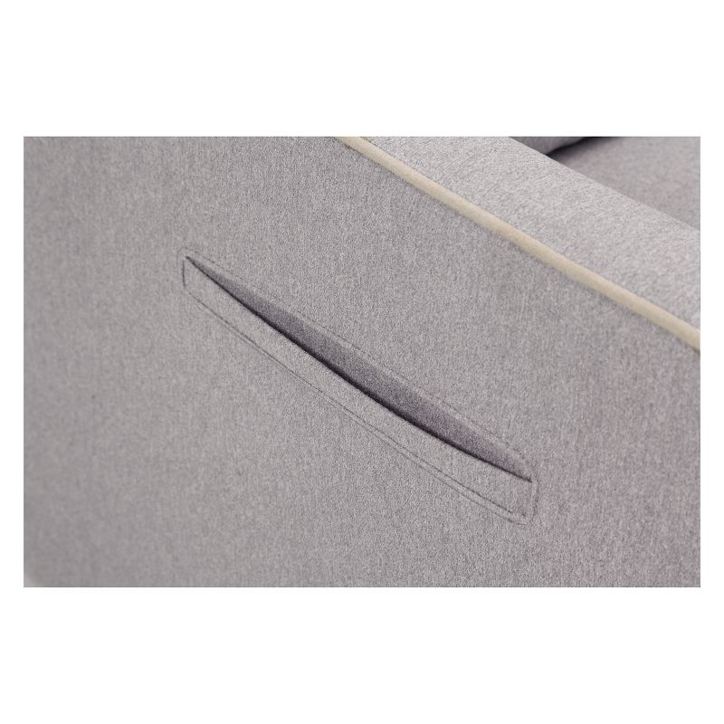 DaVinci Owen Glider and Storage Ottoman - Gray with Cream Piping