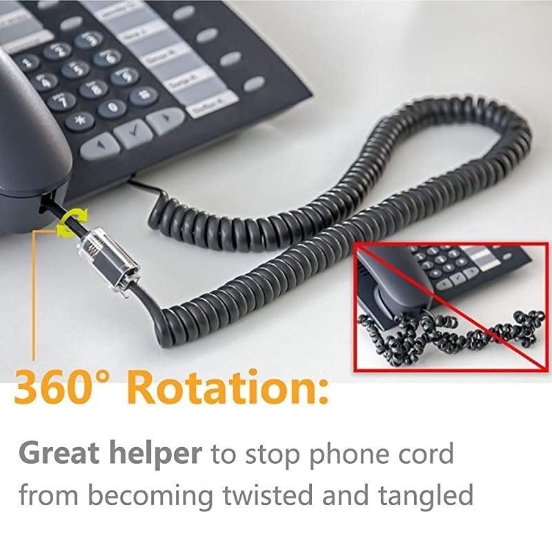 Telephone Cord Detangler  AntiTangle Telephone Handset Cable 360 Degree Rotating Landline Swivel Cord Untangler Black 4 Pack