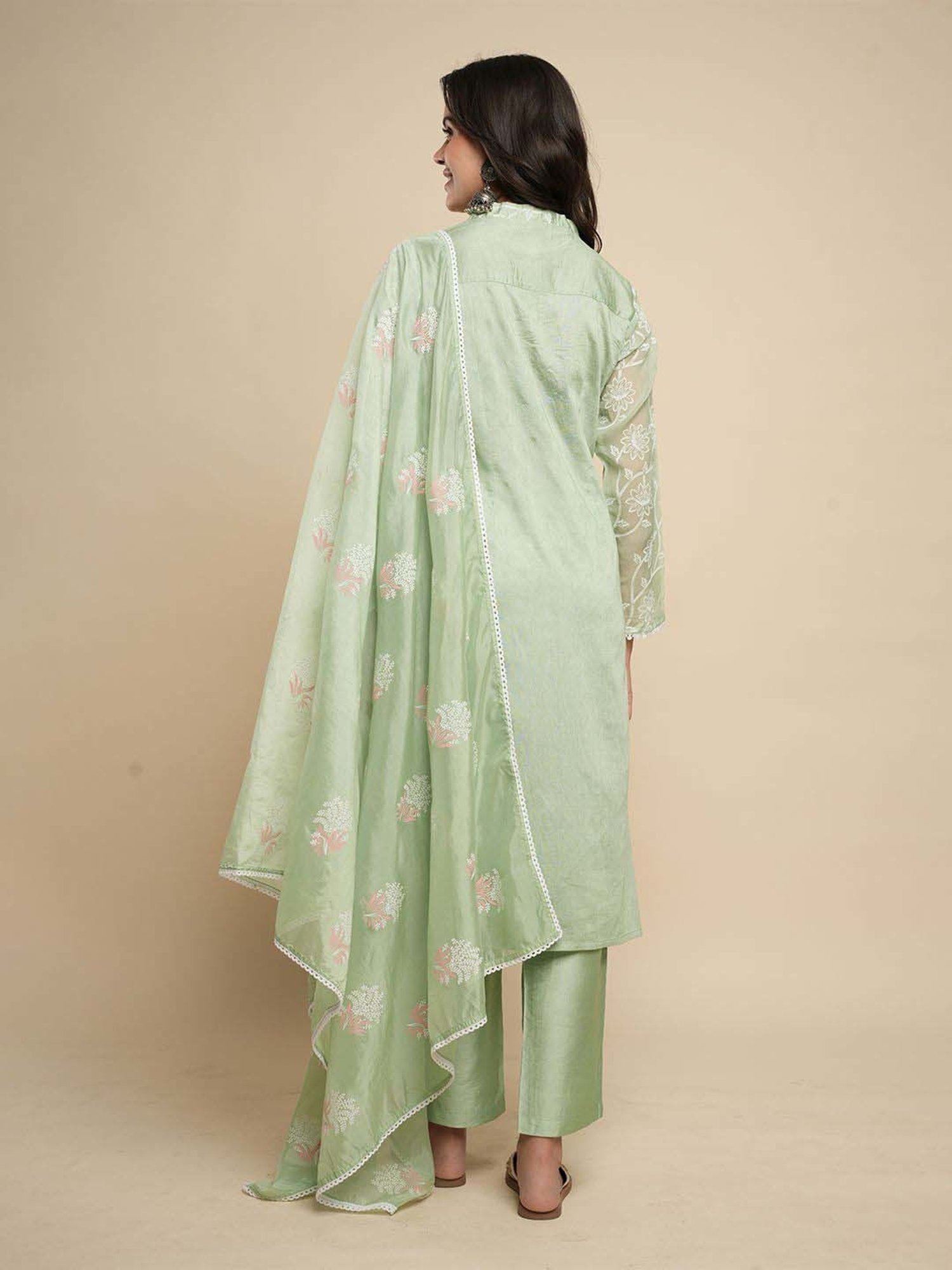 Heeposh Green Printed Kurta Pant Set With Dupatta