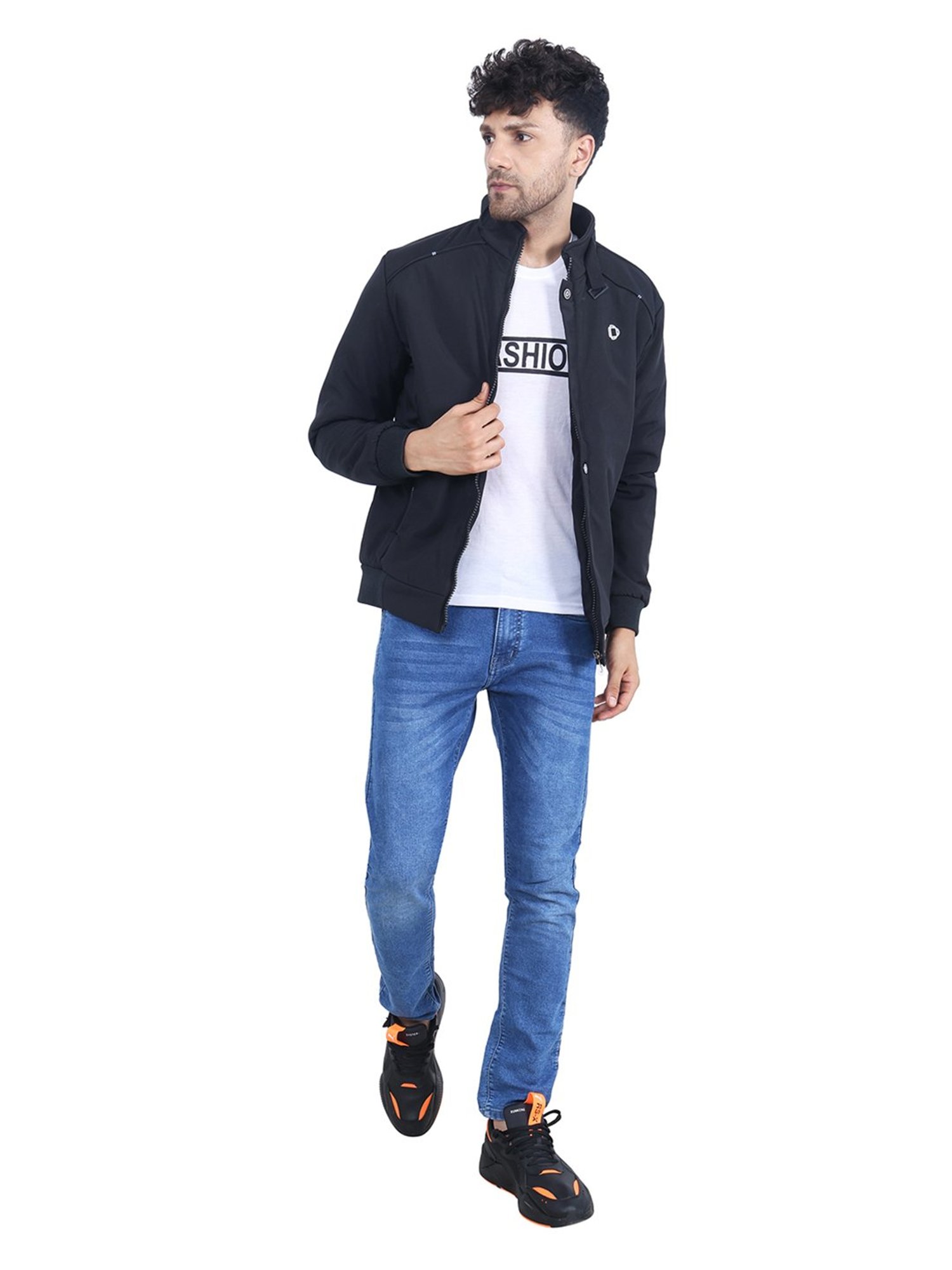 Dollar Black Regular Fit High Neck Jacket