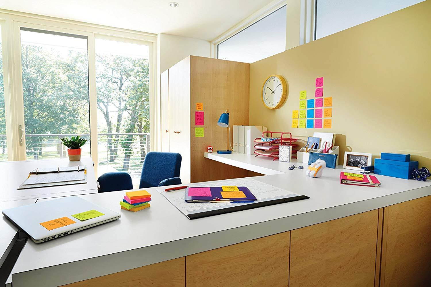 Post-it Super Sticky Notes, 2x Sticking Power, 3 x 3 Inches, Jewel Pop Collection (3432-SSAU)