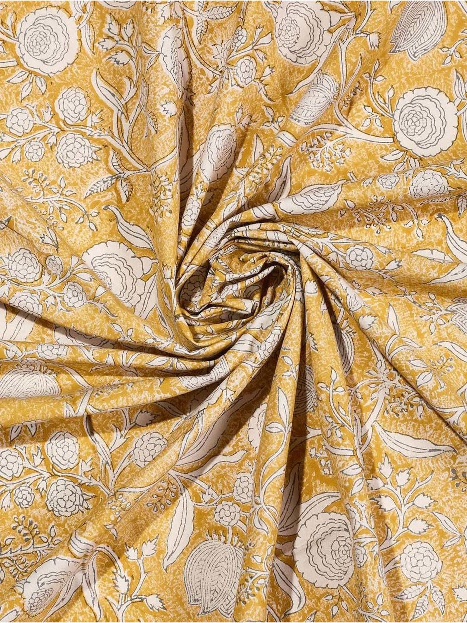 Fabindia Yellow Cotton 180 TC Single Bed Sheet With Pillow Cover
