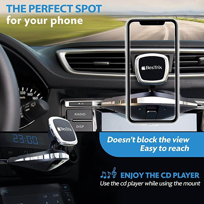 Magnetic Phone Car Mount |Universal Magnetic Car Cell Phone Holder | Magnet Car Phone Holder Compatible w/ iPhone 12 11 Pro/11 Pro Max/XS/XR/X/8/7,Galaxy S10/S10+/S9/S9 Note & More (CD Slot)