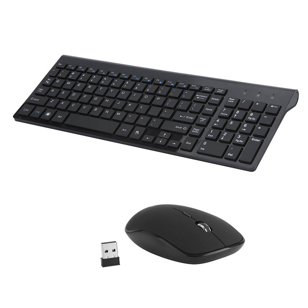 Ultra-Thin 2.4G Wireless Keyboard and Mouse Set 102keys Full Size Keyboard and Ergonomic Mouse Combo for Windows, Computer, Desktop, PC, Notebook