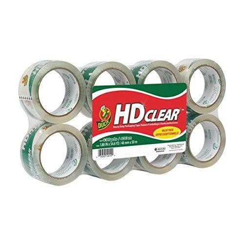 Duck Brand HD Clear Heavy Duty Packaging Tape; 1.88 Inches x 54.6 Yards, Clear, 8 Pack (282195)