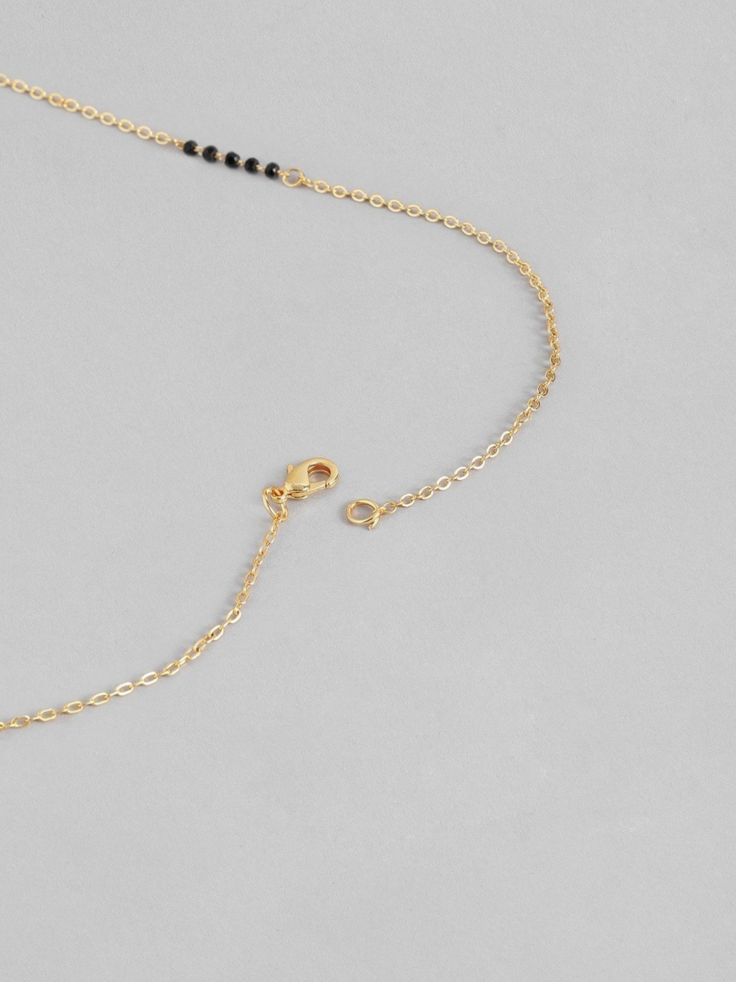 Abdesigns Gold-Plated American Diamond & Black Beaded Mangalsutra