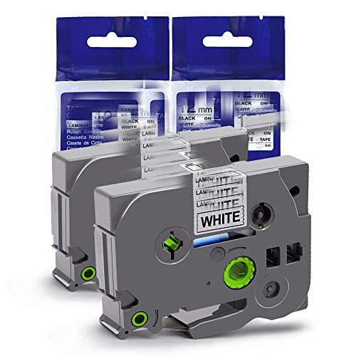 TZ Label Maker Tapes Ptouch 12mm 47 in Laminated White TZe Cartridge ment for Brother P Touch PT290 PT1880 PTD200 PTD210 pt 2030 Labeler TZe2312pk 262 Feet 2Pack