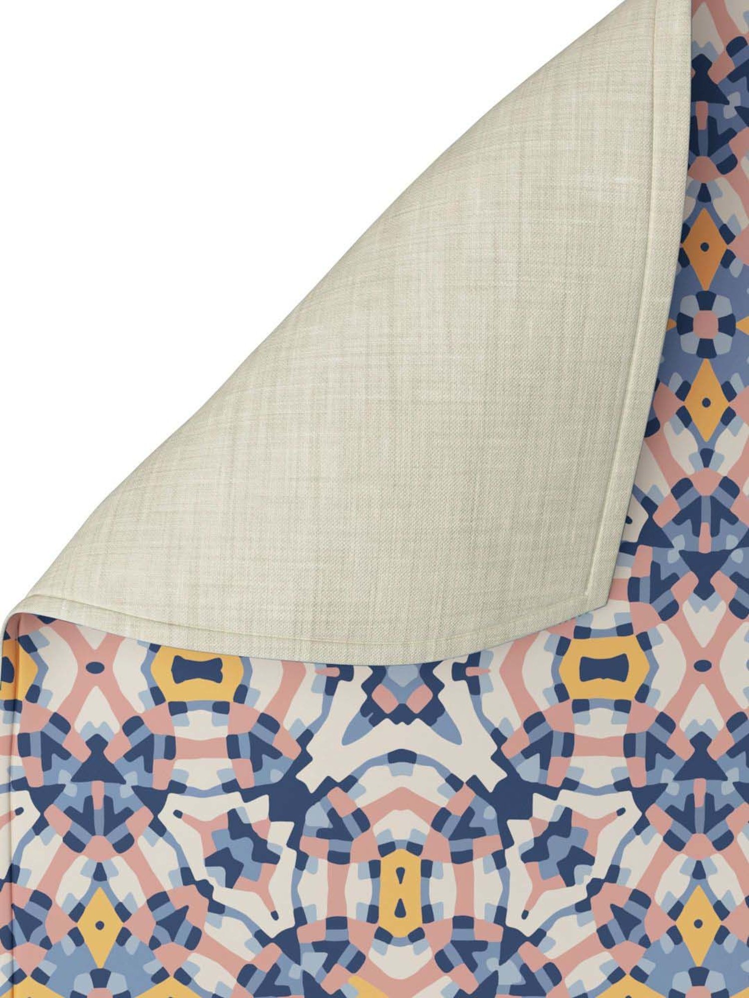 Petal Home Alhambra Blue & Beige Cotton Table Runner