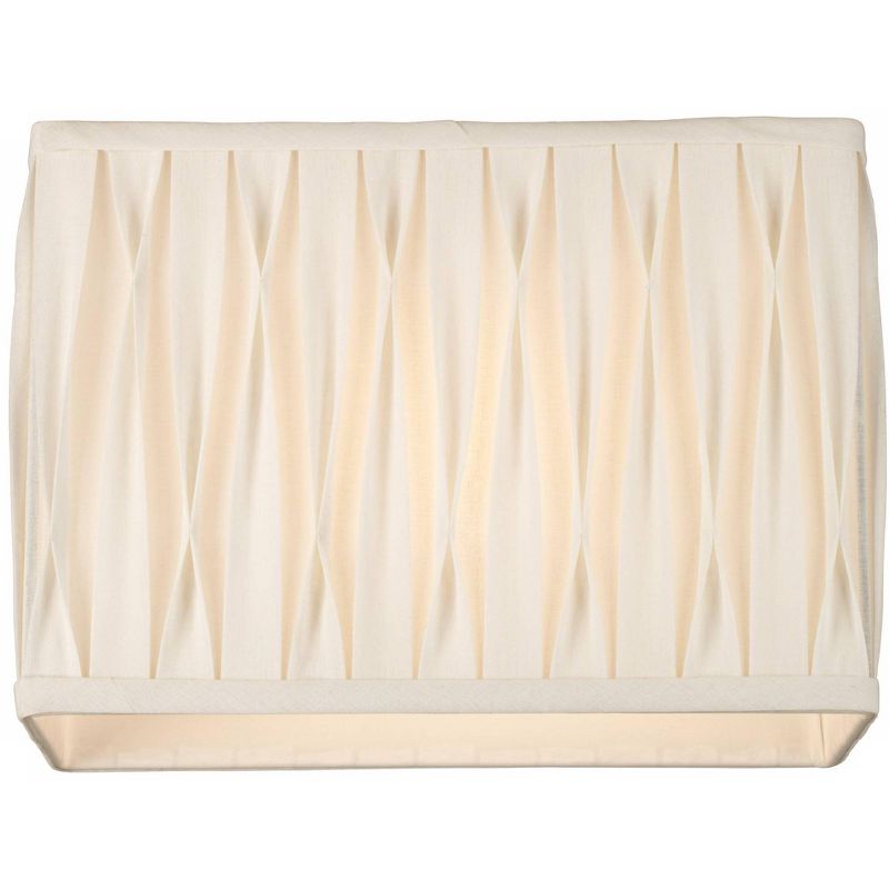 Springcrest White Pinched Pleat Medium Rectangle Lamp Shade 14" Wide x 7" Deep x 10" High (Spider) Replacement with Harp and Finial