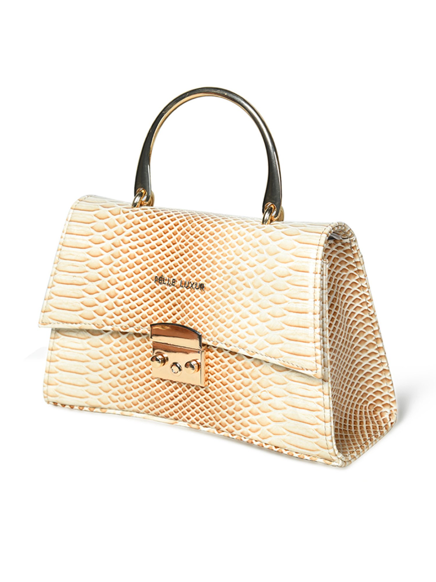 PELLE LUXUR Off White & Brown Animal Effect Small Cross Body Bag