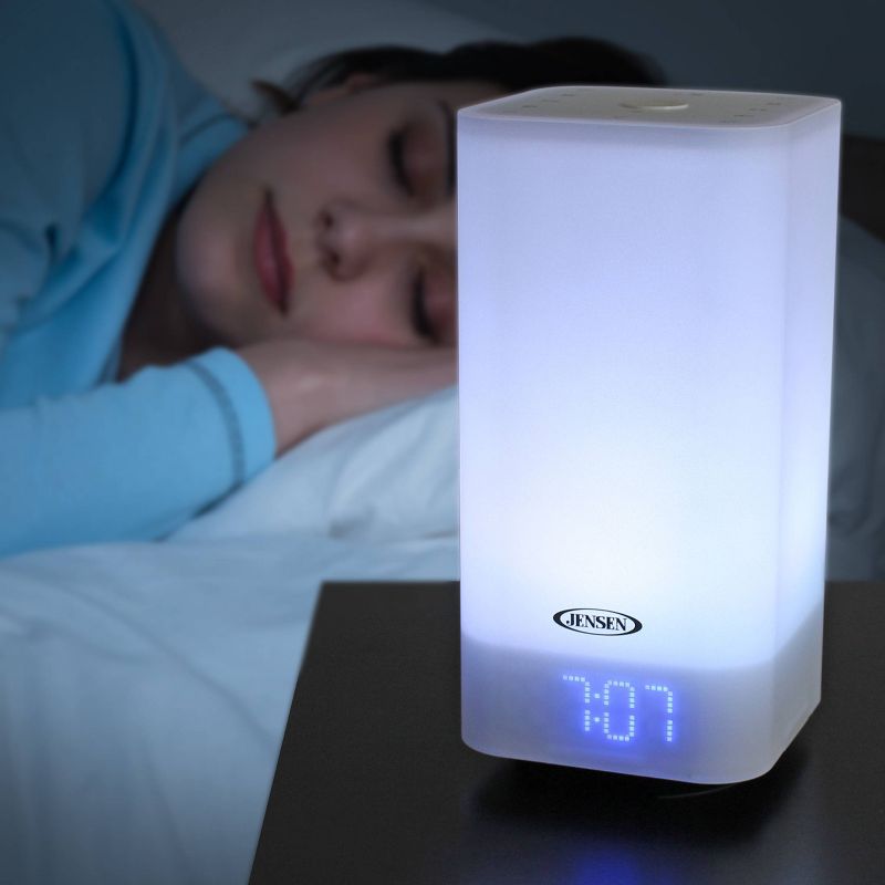 JENSEN Mood Lamp Digital Dual Alarm Clock Radio - White (JCR-370)