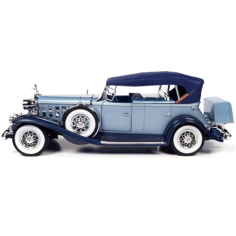 1932 Cadillac V16 Sports Phaeton Metallic Light Silver Blue and Enamel Dark Blue 1/18 Diecast Model Car by Autoworld