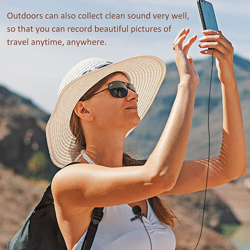 Lavalier Lapel Microphone 787 Omnidirectional Condenser Noise Cancelling Mic with 984 Extended Cable for iPhone Android DSLR Camera Computer YouTube Interview Studio Video